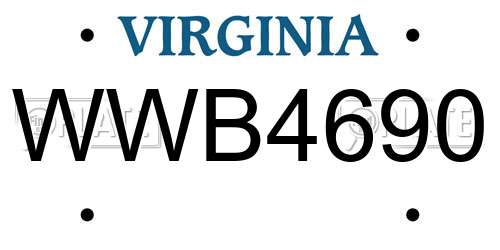 WWB4690 Virginia License Plate