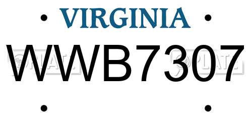 WWB7307 Virginia License Plate