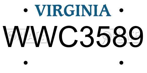 WWC3589 Virginia License Plate