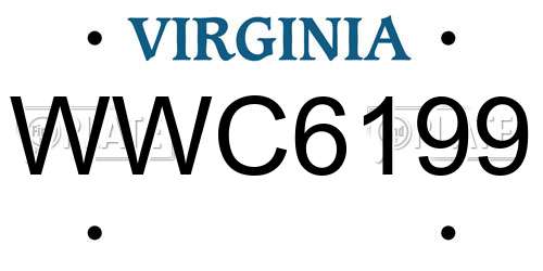 WWC6199 Virginia License Plate