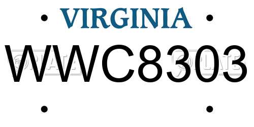 WWC8303 Virginia License Plate