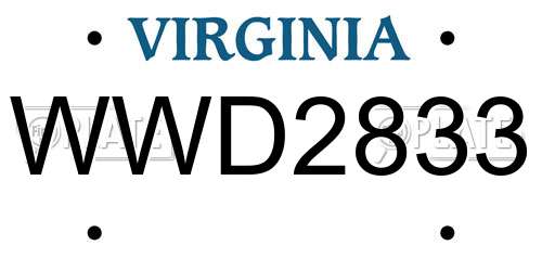 WWD2833 Virginia License Plate
