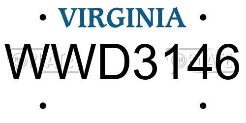 WWD3146 Virginia License Plate