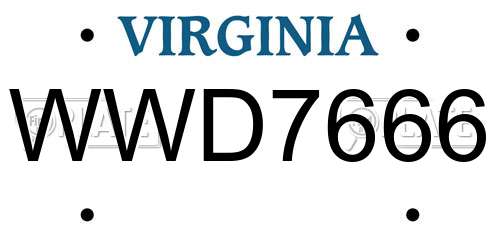 WWD7666 Virginia License Plate