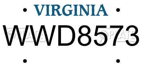 WWD8573 Virginia License Plate
