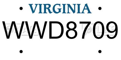 WWD8709 Virginia License Plate