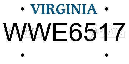 WWE6517 Virginia License Plate