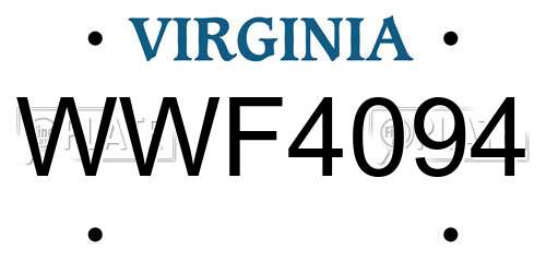 WWF4094 Virginia License Plate