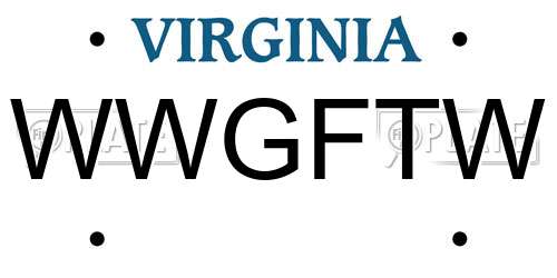 WWGFTW Virginia License Plate