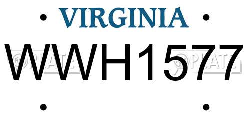 WWH1577 Virginia License Plate