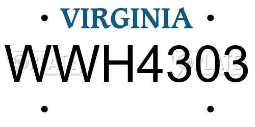 WWH4303 Virginia License Plate