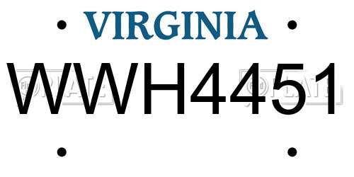 WWH4451 Virginia License Plate