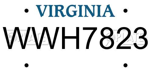 WWH7823 Virginia License Plate