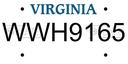 WWH9165 Virginia License Plate