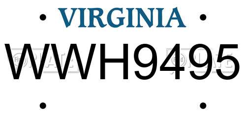 WWH9495 Virginia License Plate