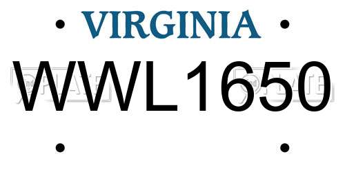 WWL1650 Virginia License Plate