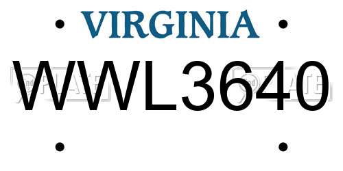 WWL3640 Virginia License Plate