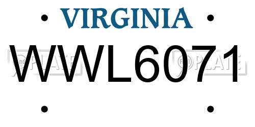 WWL6071 Virginia License Plate