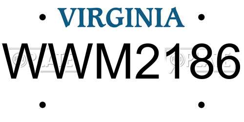 WWM2186 Virginia License Plate