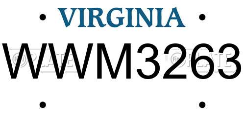 WWM3263 Virginia License Plate