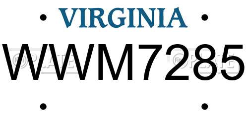 WWM7285 Virginia License Plate