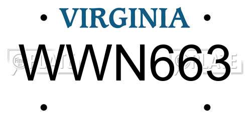 WWN663 Virginia License Plate