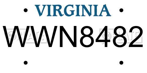 WWN8482 Virginia License Plate