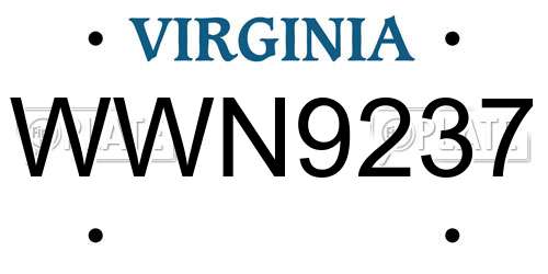WWN9237 Virginia License Plate
