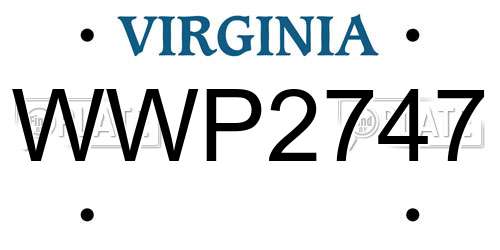 WWP2747 Virginia License Plate