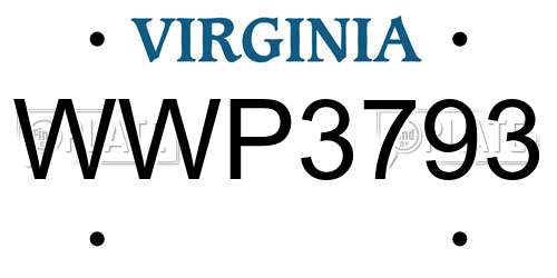 WWP3793 Virginia License Plate