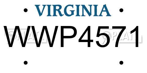 WWP4571 Virginia License Plate