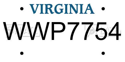 WWP7754 Virginia License Plate