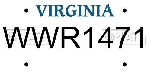 WWR1471 Virginia License Plate