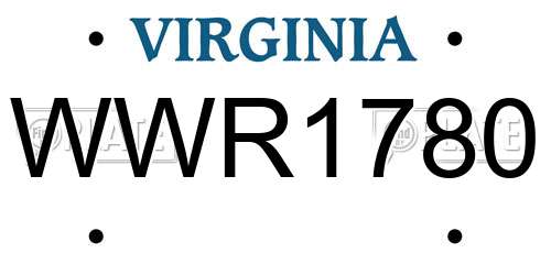 WWR1780 Virginia License Plate