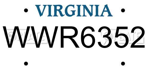 WWR6352 Virginia License Plate