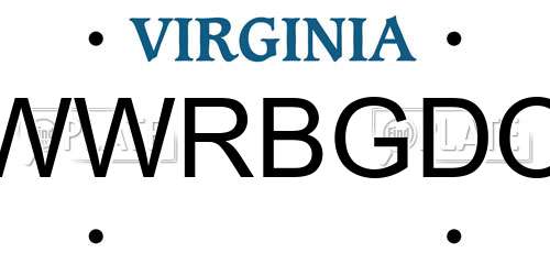 WWRBGDO Virginia License Plate