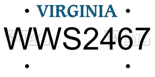 WWS2467 Virginia License Plate