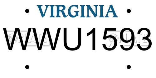 WWU1593 Virginia License Plate