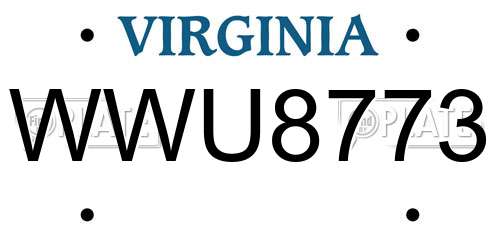 WWU8773 Virginia License Plate