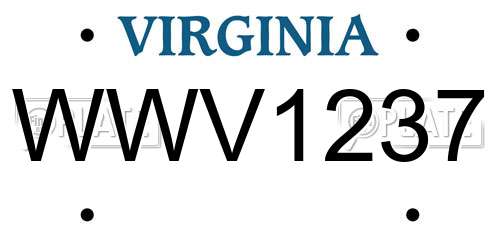 WWV1237 Virginia License Plate
