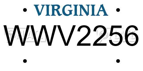 WWV2256 Virginia License Plate