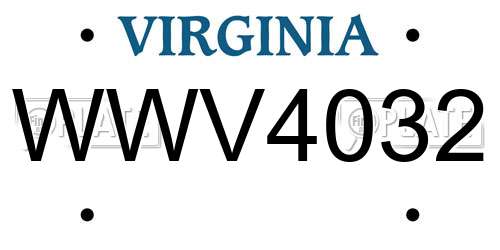 WWV4032 Virginia License Plate