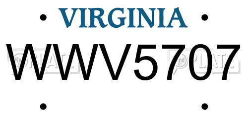 WWV5707 Virginia License Plate