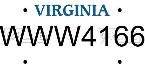 WWW4166 Virginia License Plate