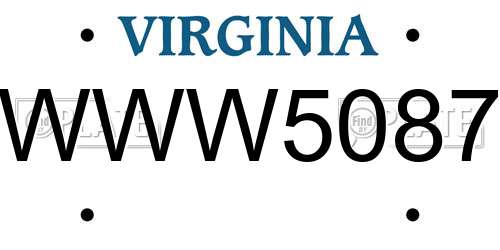 WWW5087 Virginia License Plate