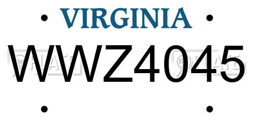 WWZ4045 Virginia License Plate