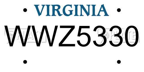WWZ5330 Virginia License Plate