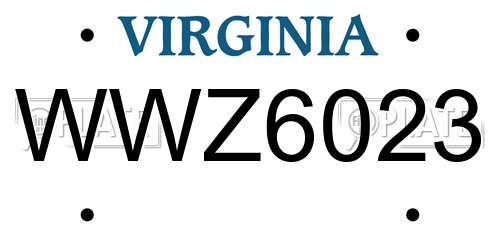 WWZ6023 Virginia License Plate