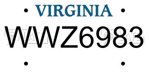 WWZ6983 Virginia License Plate