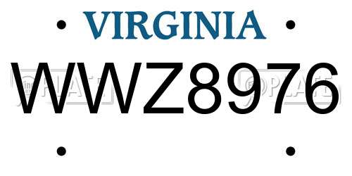 WWZ8976 Virginia License Plate
